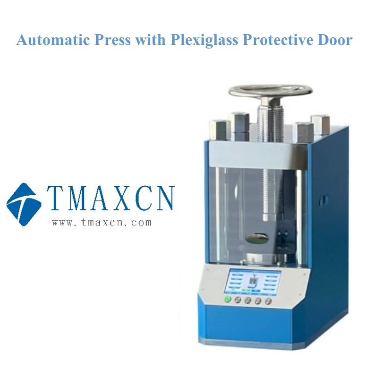 Presse automatique avec porte de protection en plexiglas